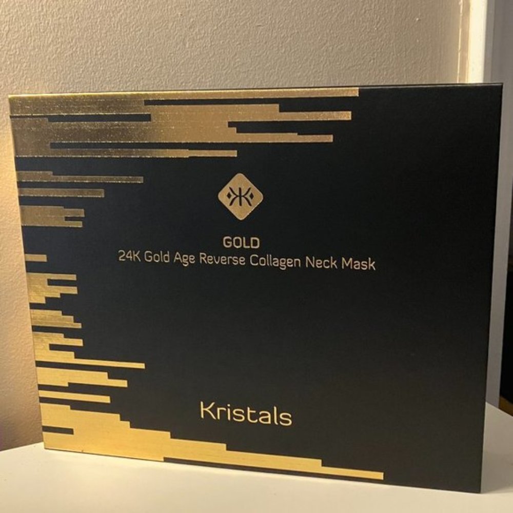 KRISTALS GOLD 24K GOLD AGE REVERSE COLLAGEN NECK MASK-12 TREATMENT MASKS-SEALED
